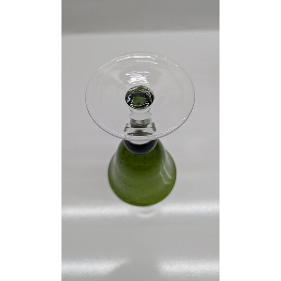 Artland Green Bubble Glass Wine Water Goblet Clear Sturdy Base - Picture 6 of 14